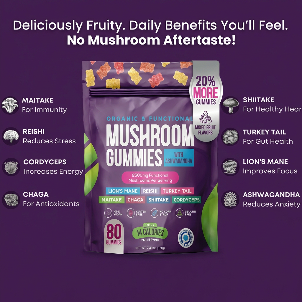 Foclar™ FocusBlend — 8-in-1 Mushroom Gummies
