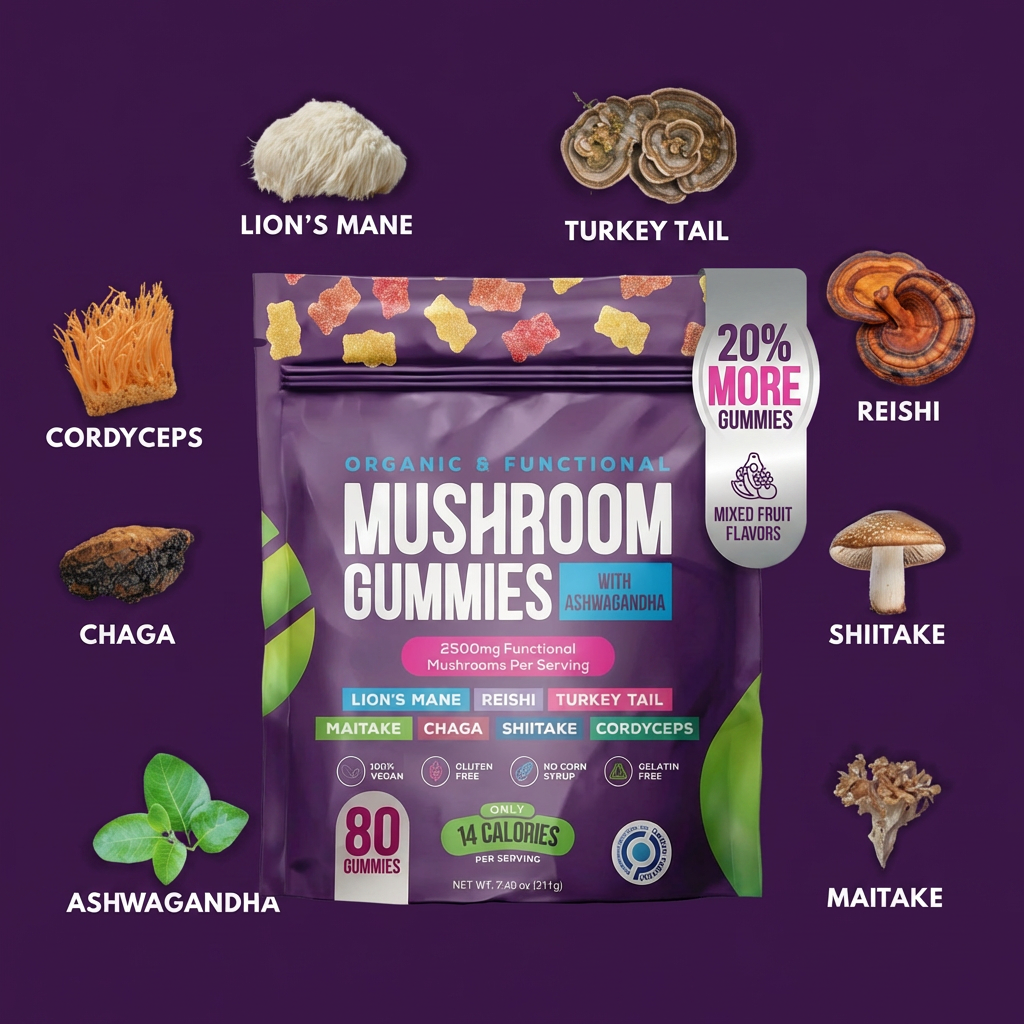Foclar™ FocusBlend — 8-in-1 Mushroom Gummies